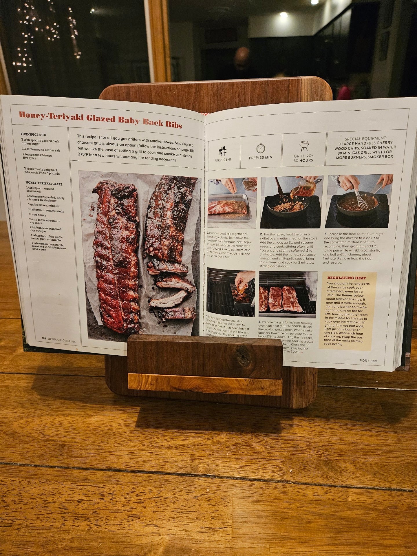 Image of our cookbook and tablet holder with an open recipe book